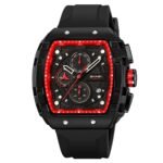 Skmei – 9341 – Bold Sporty Square Chronograph Watch – Black / Black