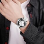 Skmei – 9349 – Silicone Quartz Luxury Watch – Silver/White - Image 3