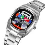 Skmei – 9375 – Business Gentleman Vintage Watch – Silver/Colorful