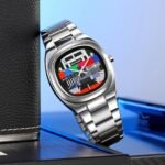 Skmei – 9375 – Business Gentleman Vintage Watch – Silver/Colorful - Image 3