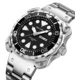 Skmei – 9385 – Luxury Stainless Steel Watch – Silver/Black - Image 2