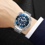 Skmei – 9385 – Luxury Stainless Steel Watch – Silver/Blue - Image 3