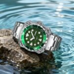 Skmei – 9385 – Luxury Stainless Steel Watch – Silver/Green - Image 3