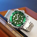 Skmei – 9385 – Luxury Stainless Steel Watch – Silver/Green - Image 2