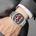 Skmei – 9386 – Lion Dance Carved Dial Quartz Watch – Silver/Black - Image 2