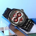 Skmei – 9386 – Lion Dance Carved Dial Quartz Watch – Black - Image 2