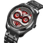 Skmei – 9386 – Lion Dance Carved Dial Quartz Watch – Black