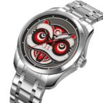 Skmei – 9386 – Lion Dance Carved Dial Quartz Watch – Silver/Black