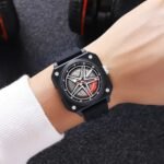 Skmei 2362 Trendy Wheel Spinner Quartz Silicon Strap - Black - Image 7