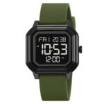 Skmei - 2558 - Minimal Time Digital Watch - Army Green