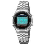 SKMEI 1882 Classic Round Digital Watch - silver/white - Image 4