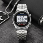SKMEI 1882 Classic Round Digital Watch - silver/white - Image 3