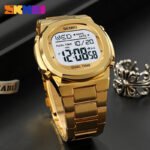 SKMEI 2004 Digital Chronograph Countdown Timer Watch - Gold/white - Image 3