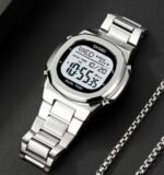 SKMEI 2004 Digital Chronograph Countdown Timer Watch - silver/white - Image 2