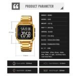SKMEI 2133 Square Digital Stainless Steel Sports Watch - gold - Image 4