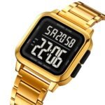 SKMEI 2133 Square Digital Stainless Steel Sports Watch - gold