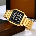 SKMEI 2133 Square Digital Stainless Steel Sports Watch - gold - Image 2