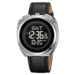 SKMEI 2241 Digital Leather Strap Watch - silver/black