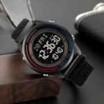 SKMEI 2412 Digital Countdown World Time Sports Watch - black/nylon - Image 2