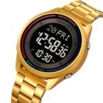 SKMEI 2412 Digital Countdown World Time Sports Watch - Gold/steel