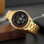 SKMEI 2412 Digital Countdown World Time Sports Watch - Gold/steel - Image 2