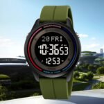 SKMEI 2412 Digital Countdown World Time Sports Watch - armygreen/silicon - Image 2