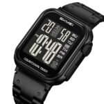 SKMEI 2447 Square Digital Countdown Timer Watch - black/black