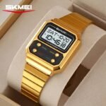 SKMEI 2448 Vintage Square Digital Stainless Steel Watch - Gold/white - Image 5