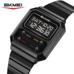 SKMEI 2448 Vintage Square Digital Stainless Steel Watch - black-black