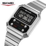 SKMEI 2448 Vintage Square Digital Stainless Steel Watch - silver-black