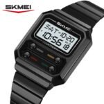 SKMEI 2448 Vintage Square Digital Stainless Steel Watch - black-white