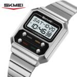 SKMEI 2448 Vintage Square Digital Stainless Steel Watch - silver-white