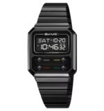 SKMEI 2448 Vintage Square Digital Stainless Steel Watch - black-black - Image 2