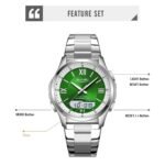 SKMEI 2459 Analog Digital World Time Sports Watch - silver/green - Image 3