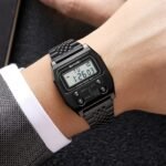 SKMEI 2460 Classic Retro Stainless Steel Digital Watch - black - Image 3