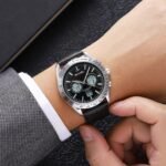 SKMEI 2503 Digital Tachymetre Countdown Timer Watch - silver/black/white/leather - Image 3