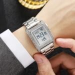 SKMEI 2520 Iced Out Diamond Digital Watch - silver - Image 2
