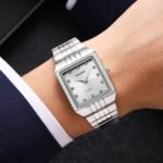 SKMEI 2619 Square Analog Diamond Dial Watch - silver/silver - Image 3