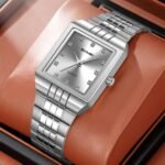 SKMEI 2619 Square Analog Diamond Dial Watch - silver/silver - Image 4