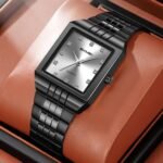 SKMEI 2619 Square Analog Diamond Dial Watch - black/silver - Image 2