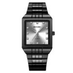 SKMEI 2619 Square Analog Diamond Dial Watch - black/silver