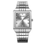 SKMEI 2619 Square Analog Diamond Dial Watch - silver/silver
