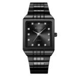 SKMEI 2619 Square Analog Diamond Dial Watch - black/black