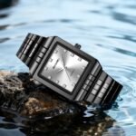 SKMEI 2619 Square Analog Diamond Dial Watch - black/silver - Image 4