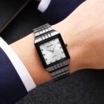 SKMEI 2619 Square Analog Diamond Dial Watch - black/silver - Image 3
