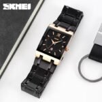 SKMEI 9263 Square Analog Quartz Watch - rosegold/black/black - Image 2
