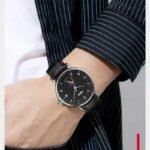 SKMEI 9308 Moon Phase Roman Leather Watch - black/black - Image 3
