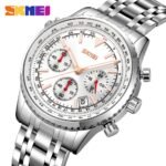 SKMEI 9333 Analog Chronograph Stainless Steel Watch - silver/silver